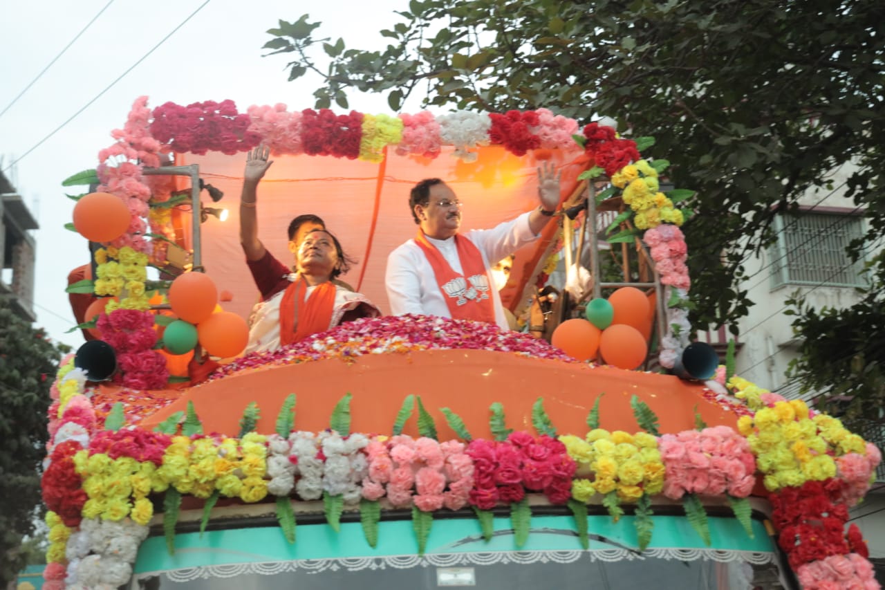 BJP National President Shri J.P. Nadda ji's road show at Nimta Birati, Kolkata (West Bengal)