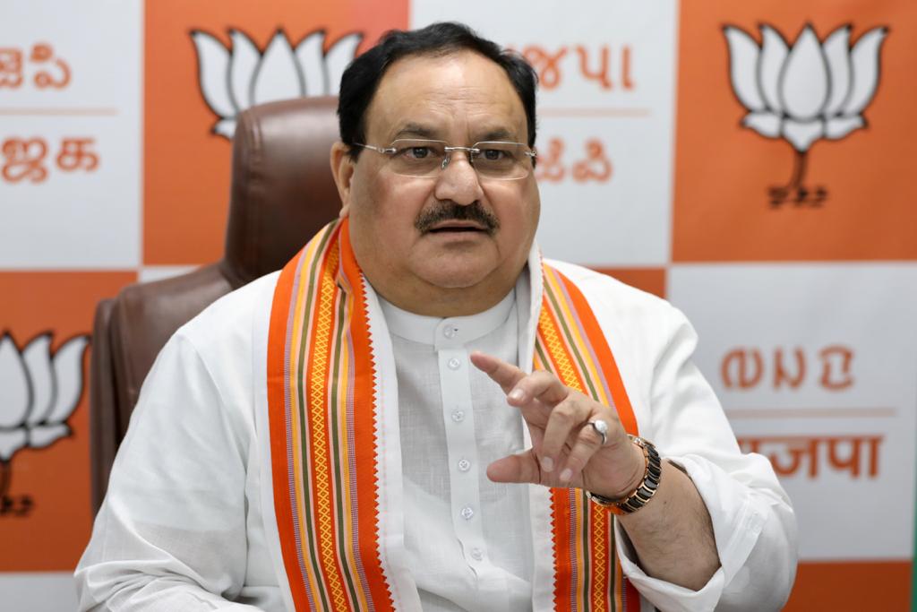  BJP National President Shri J.P. Nadda addressing BJP National Office Bearers regarding Covid19 pandemic via video conferencing