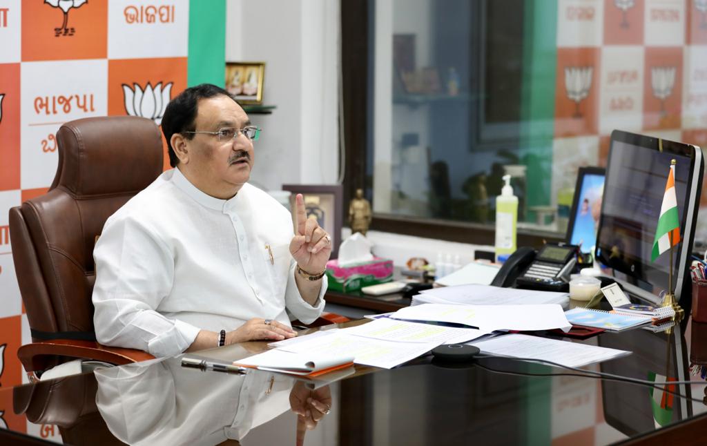   BJP National President Shri J.P. Nadda addressing Jharkhand and Bihar BJP State Office Bearers, Incharges & MPs via video conferencing