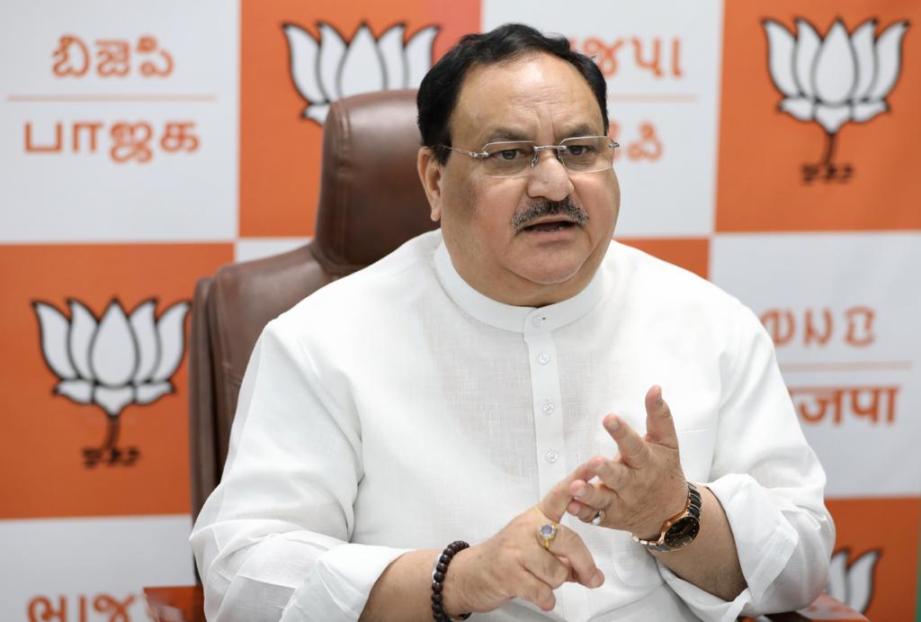  BJP National President Shri J.P. Nadda addressing Madhya Pradesh and Chhattisgarh BJP State Office Bearers, Incharges & MPs via video conferencing.