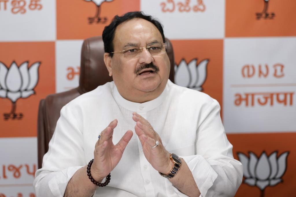   BJP National President Shri J.P. Nadda addressing BJP MPs of Uttar Pradesh (Only Pashchim, Braj, Kanpur region and Rajya Sabha) on May 21, 2021