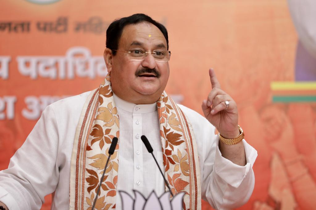  BJP National President Shri J.P. Nadda addressing BJP Mahila Morcha National Office Bearers and State Presidents Meeting at BJP HQ 6A, DDU Marg New Delhi.