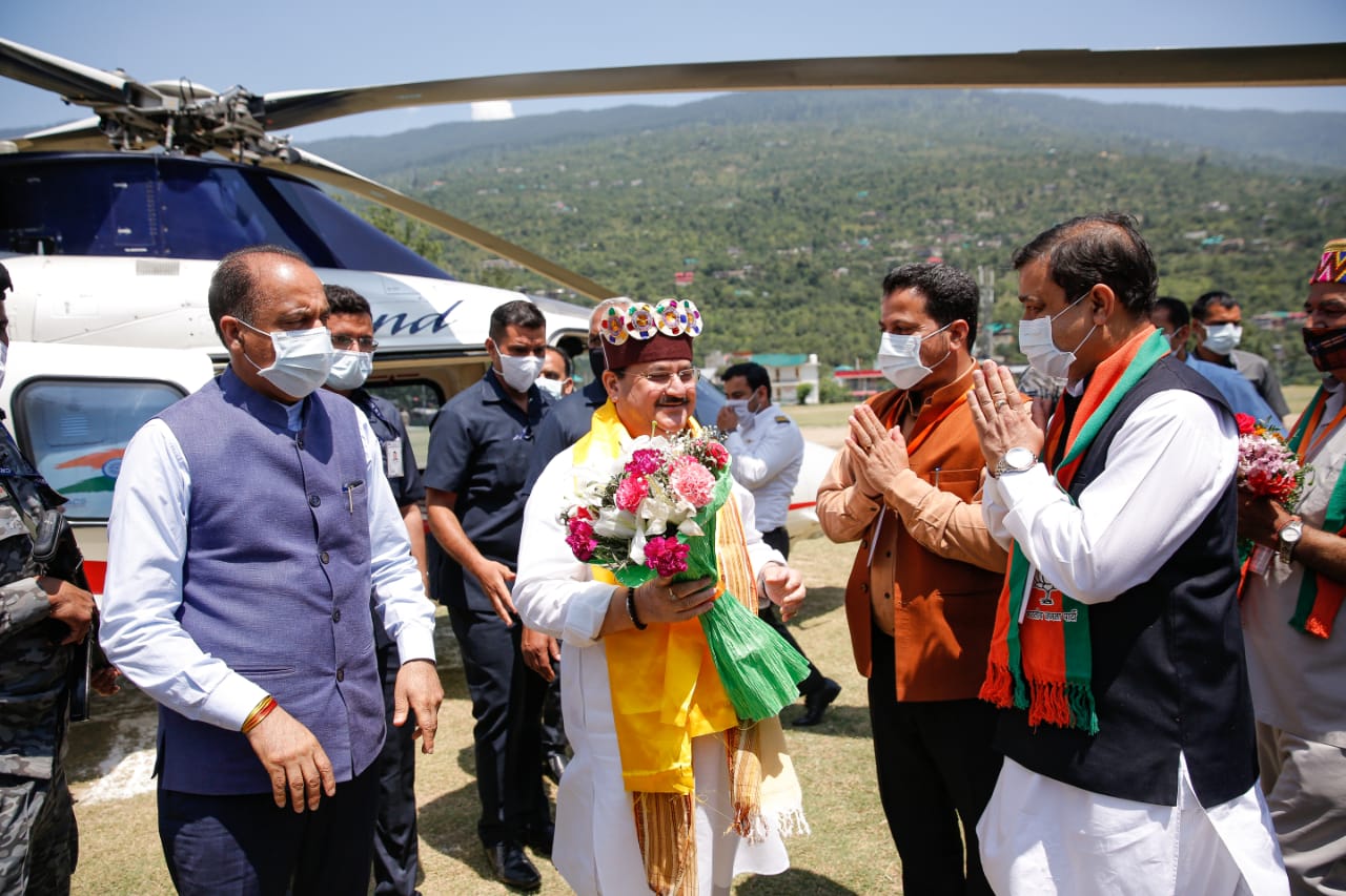  BJP National President Shri J.P. Nadda addressing Office Bearers Meeting of BJP Mandi Parliamentary Constituency at Dev Sadan, Kullu (Himachal Pradesh)