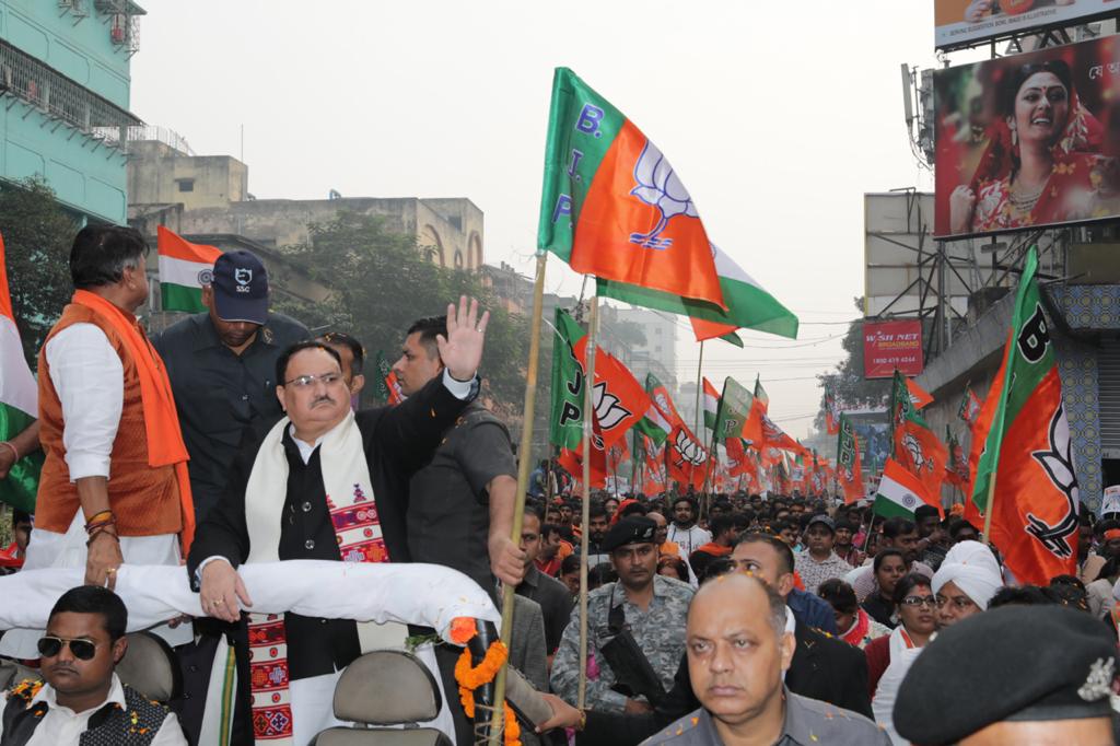 Photographs : BJP Working President Shri J.P. Nadda leading a March in support of Citizenship Amendment Act at mayo Road, Kolkata (West Bengal)