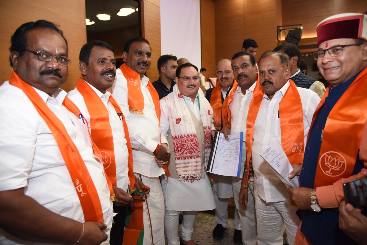  BJP Working President, Shri J.P. Nadda addressing "Mann Mein Bapu" drive at BJP HQ 6A, DDU Marg, New Delhi