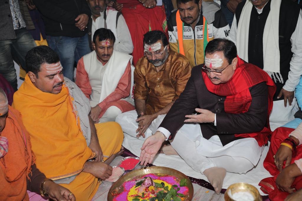 Photographs : BJP Working President Shri J.P. Nadda offering prayer at Baba Baidyanath Dham Temple in Deoghar (Jharkhand)