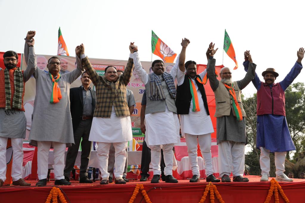 Photographs : BJP Working President Shri J.P. Nadda addressing a public meeting at Kala Dumaria Ground, Mahagama (Jharkhand)