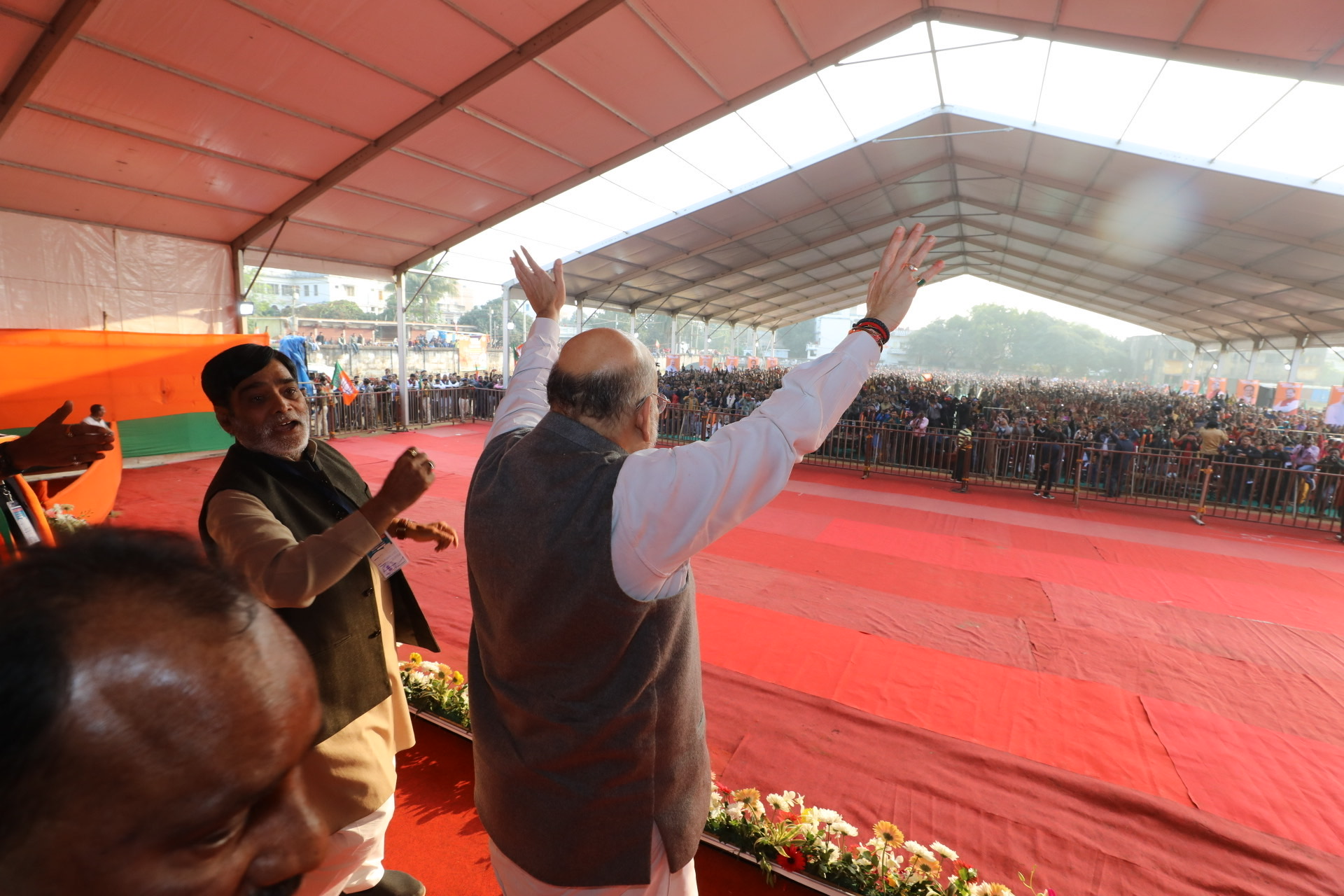 Photographs : Hon'ble Home Minister and BJP National President Shri Amit Shah addressing public meeting at B.Ed College, Deoghar(Jharkhand)