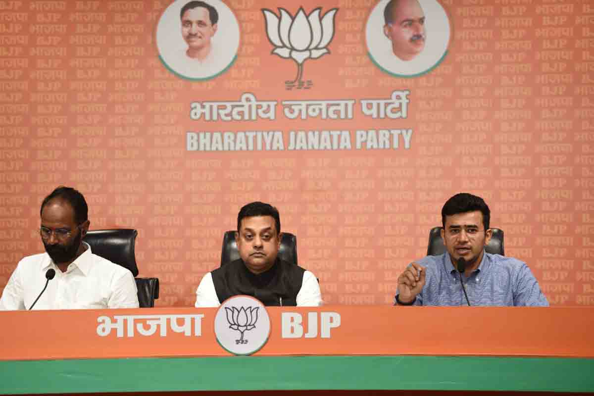 Joint press conference of BJP National Spokesperson Dr. Sambit Patra & BJYM National President Shri Tejasvi Surya