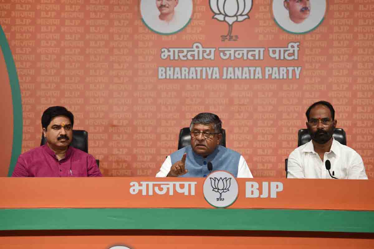 Press conference of senior BJP Leader and Former Union Minister Shri Ravi Shankar Prasad (M.P.)