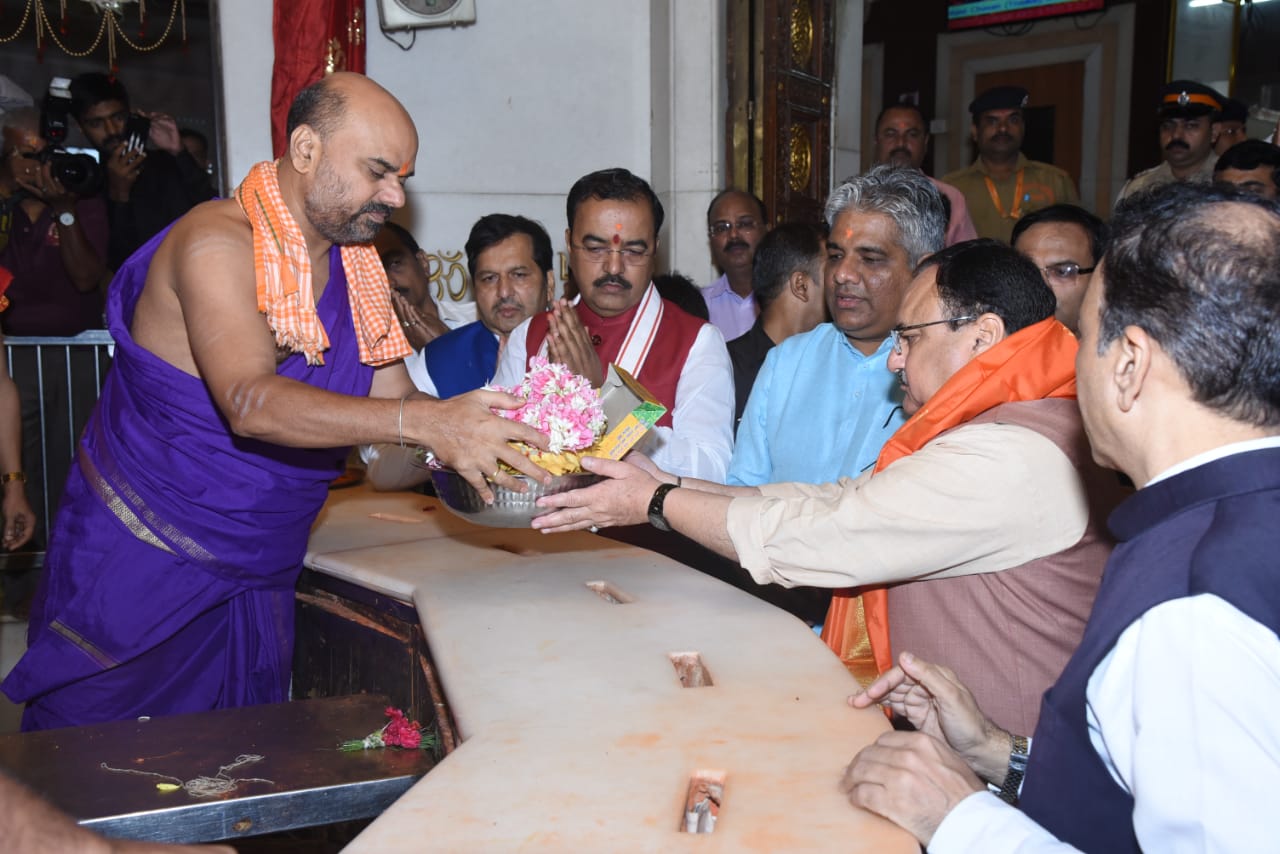 BJP Working President Shri Jagat Prakash Nadda visiting Siddhivinayak Mandir at Malabar Hill, Mumbai.