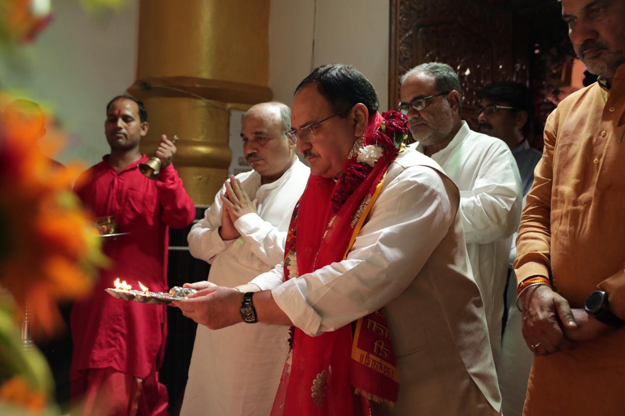   BJP Working President Shri Jagat Prakash Nadda visiting Bhadrakali Shakti Peeth Shree Devikoop Mandir at Kurushetra (Haryana) 