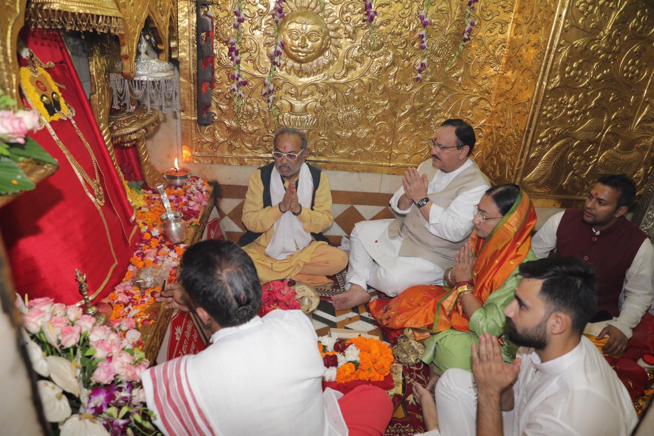 BJP working President, Shri Jagat Prakash Nadda worshiping at Mata Nainadevi Temple(HP)