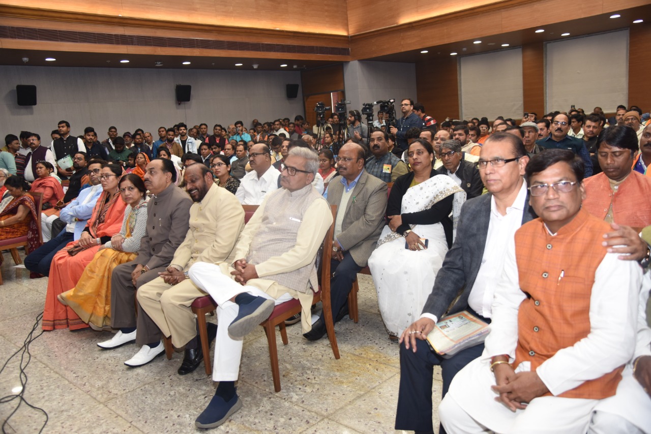 Photographs : BJP Working President Shri J.P. Nadda addressing on the occasion of Dr B.R. Ambedkarji's Mahaparinirvan Diwas at BJP HQ,6A DDU Marg, New Delhi.