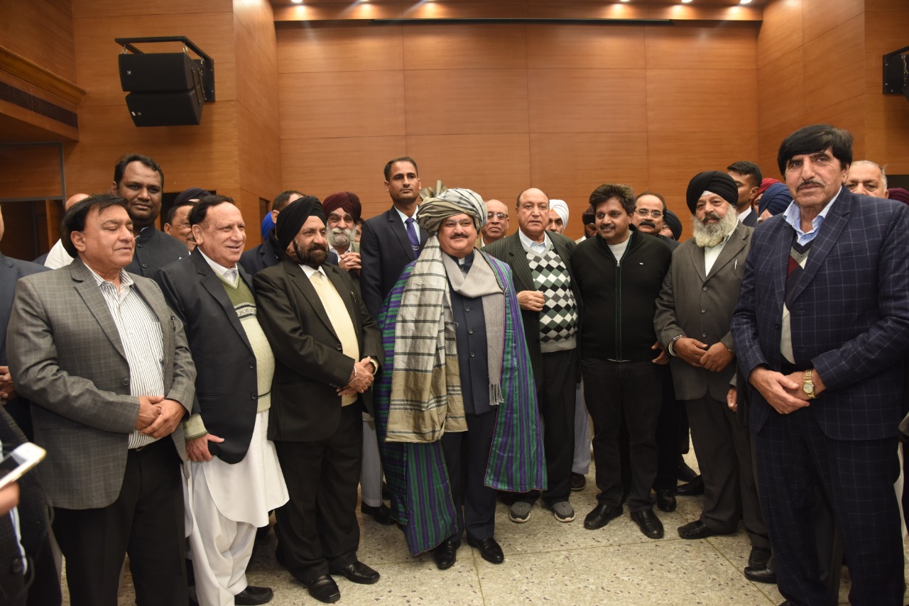 Photographs of BJP Working President Shri J.P. Nadda meeting with refugees from Afghanistan & Pakistan at BJP HQ