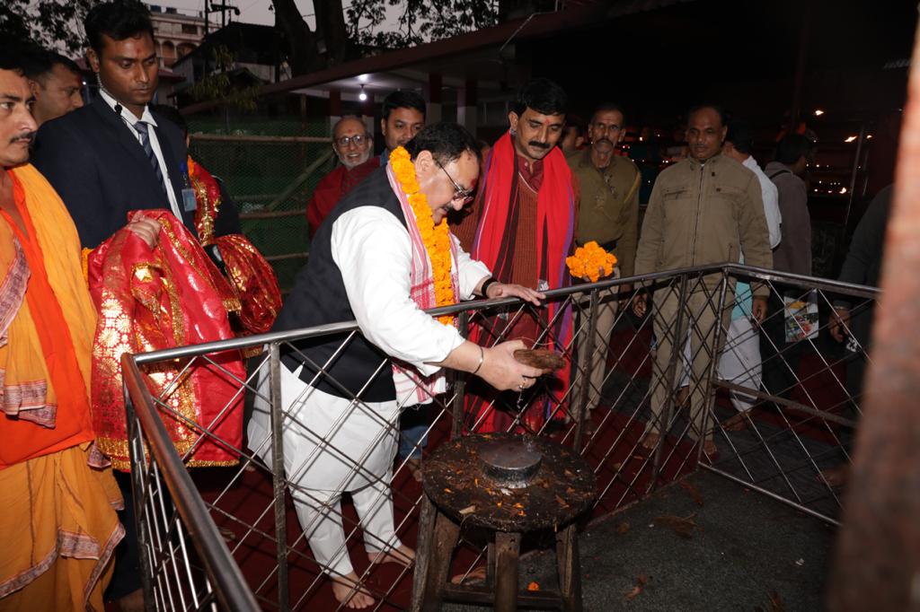 Photographs of BJP Working President Shri J.P. Nadda offering prayer at Kamakhya Mata Mandir (Assam).