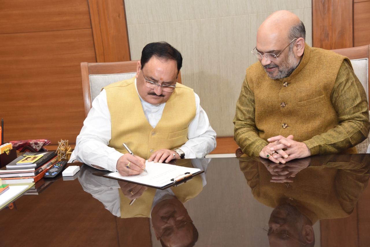 Photographs : Shri J.P. Nadda elected as BJP National President at BJP HQ, 6A DDU Marg, New Delhi