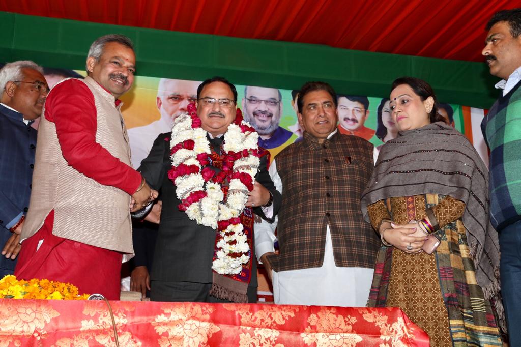 Photographs : BJP National President Shri J.P. Nadda addressing a public meeting at Road no 89, Agarwal sweet, Near Patel Nagar Police Station,Patel Nagar (Delhi)