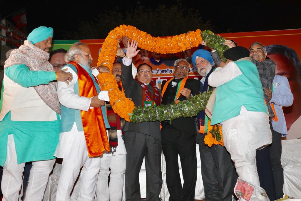 Photographs : BJP National President Shri J.P. Nadda addressing a public meeting at public meeting at Chandni Chowk (Delhi)