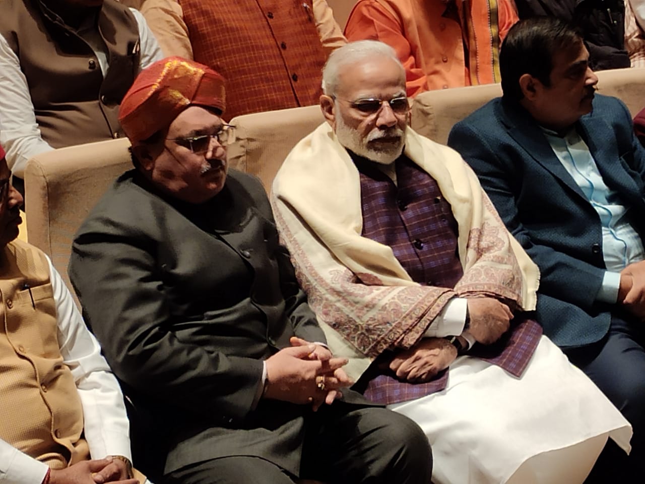 Photographs : Newly Elected BJP National President Shri J.P. Nadda being welcomed at BJP Parliamentary party meeting in Sansad (New Delhi).