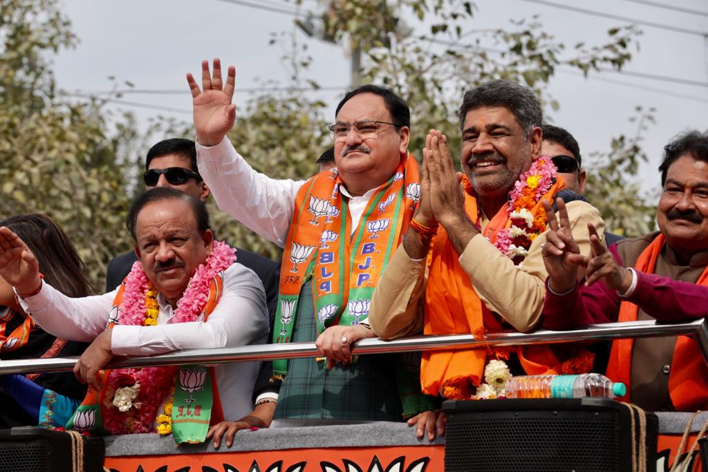 Photographs : Road Show of BJP National President Shri J.P. Nadda in Adarsh Nagar (Delhi) from A-2 Keval Prk Ext. in front of Maszid to Metro Pillor No. 78