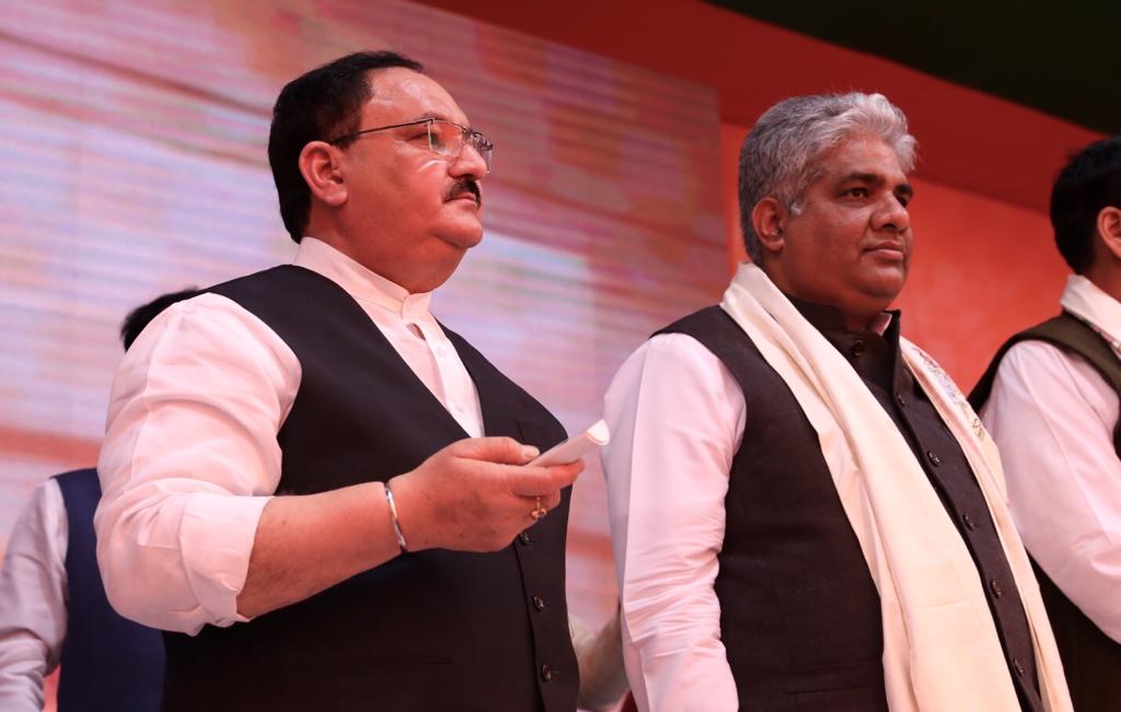 Photographs : BJP National President Shri J.P. Nadda inaugurating 11 New Distt. Offices at State BJP Office, Patna (Bihar).