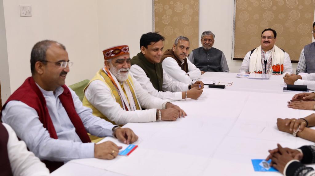 Photographs : BJP National President Shri J.P. Nadda addressing State BJP Core Committee Meeting at State BJP Office, Patna (Bihar)