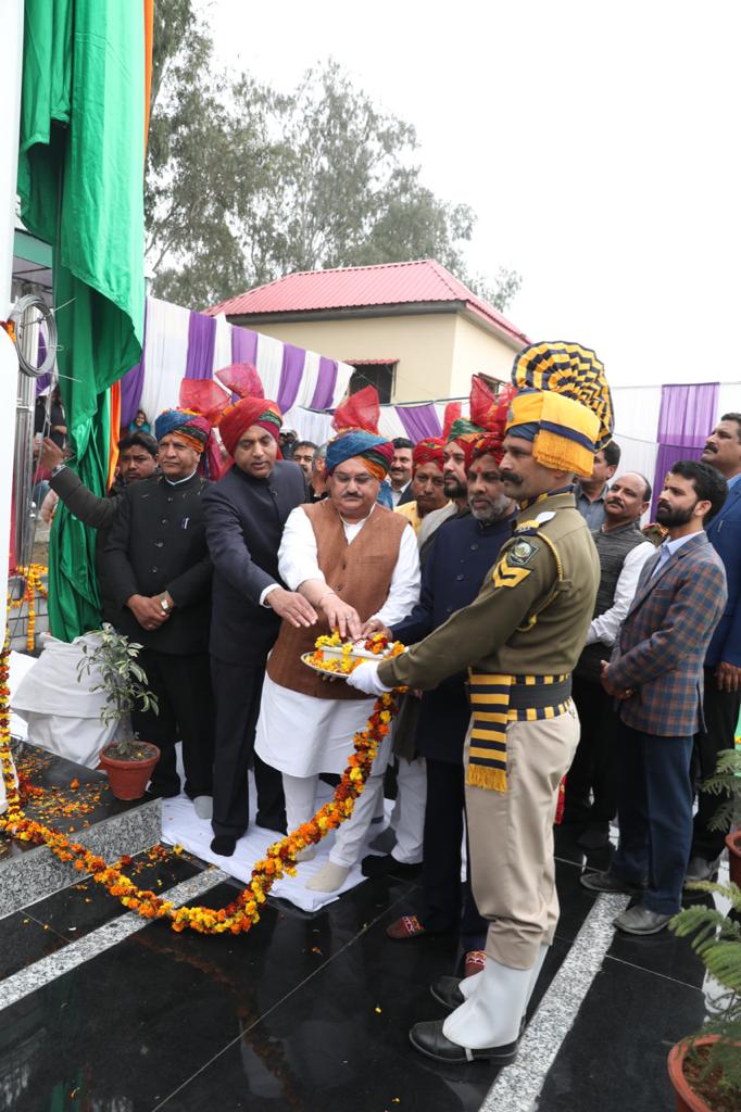 Photographs : BJP National President Shri J.P. Nadda hoisting the National Flag at PWD Rest House, Jhanduta (Himachal Pradesh)