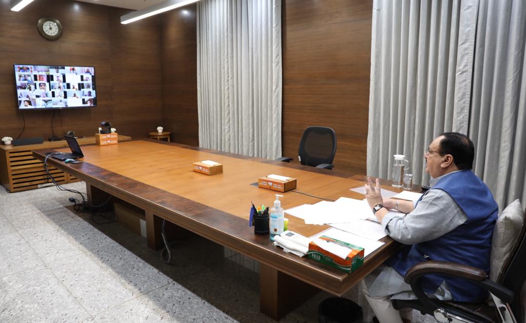 Photographs : BJP National President Shri J.P. Nadda interacting with Bihar BJP Office Bearers via video conferencing