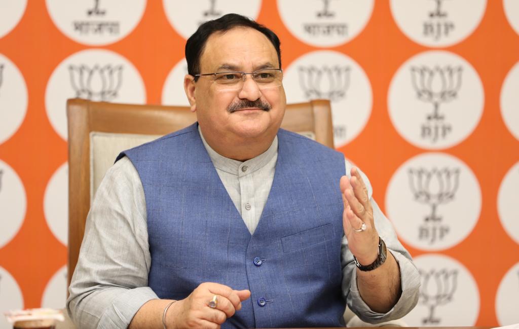 Photographs : BJP National President Shri J.P. Nadda interacting with Punjab BJP Office Bearers via video conferencing.