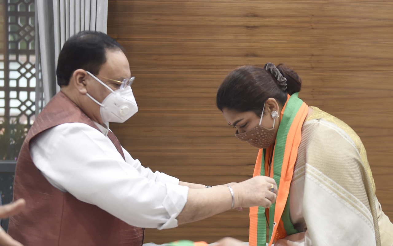 Photographs : Actress Smt. Khushbu Sundar met BJP National President Shri J.P. Nadda & joining BJP in presence of senior BJP leaders at BJP HQ, 6A DDU Marg, New Delhi