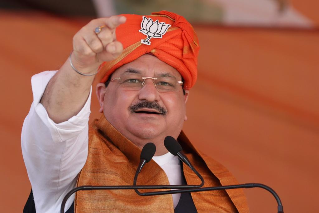 Photographs : BJP National President Shri J.P. Nadda addressing a public rally at Khamhar College Ground, Begusarai (Bihar)