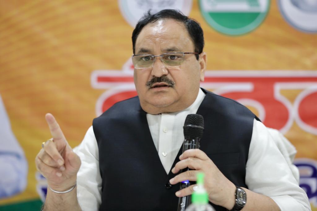 Photographs : BJP National President Shri J.P. Nadda addressing NDA meeting at Hotel Anamika, Hajipur (Bihar)