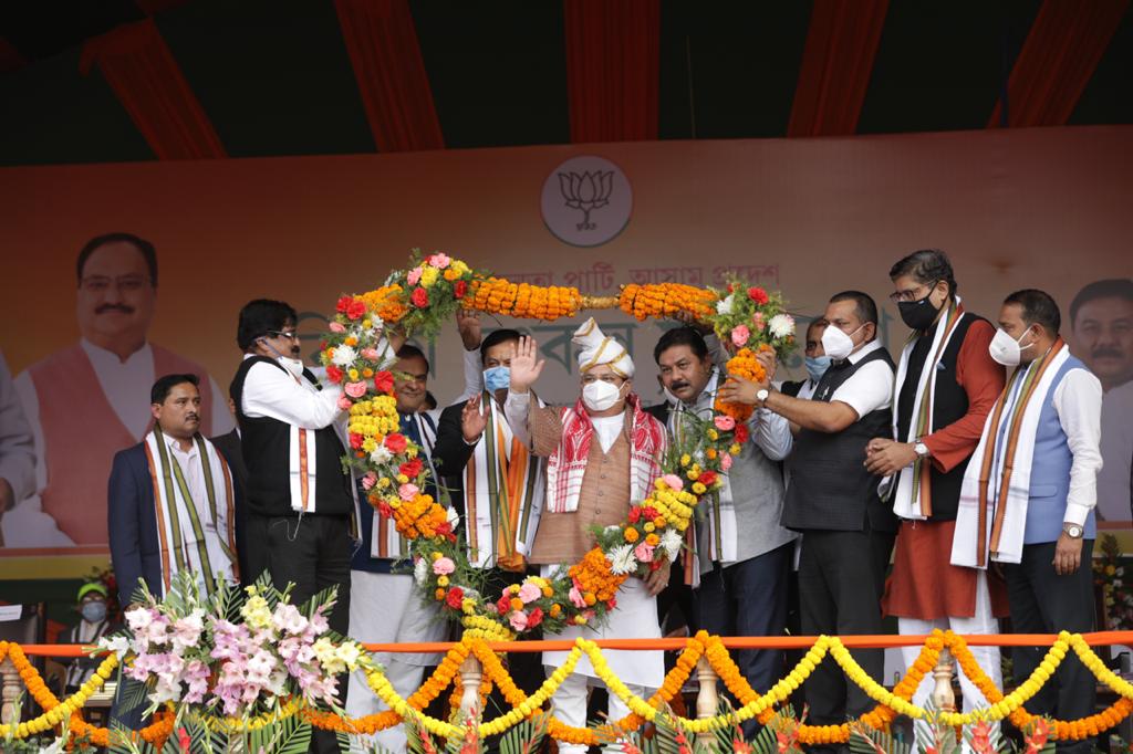 Photographs : BJP National President Shri J.P. Nadda addressing a public meeting at Police Parade ground, Silchar (Assam)