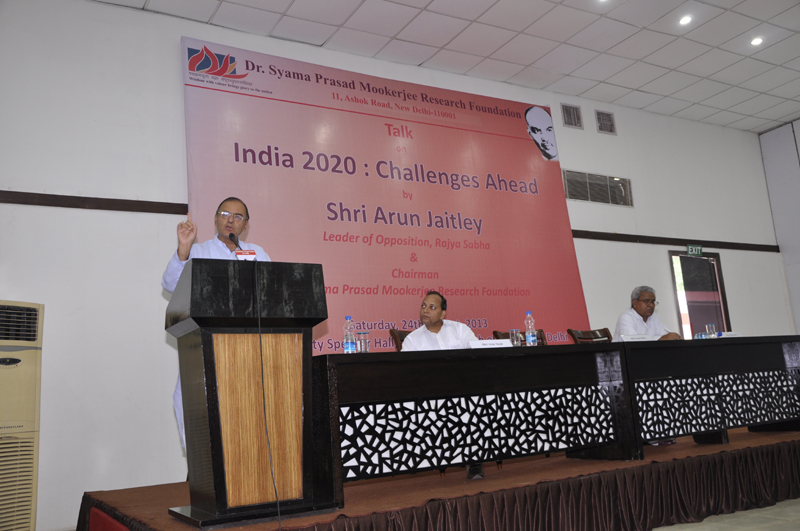 Leader of opposition, Rajya Sabha, Shri Arun Jaitley speaking on "India 2020 : Challenges Ahead" at Deputy Speaker Hall, Constitution Club, Rafi Marg on August 24, 2013