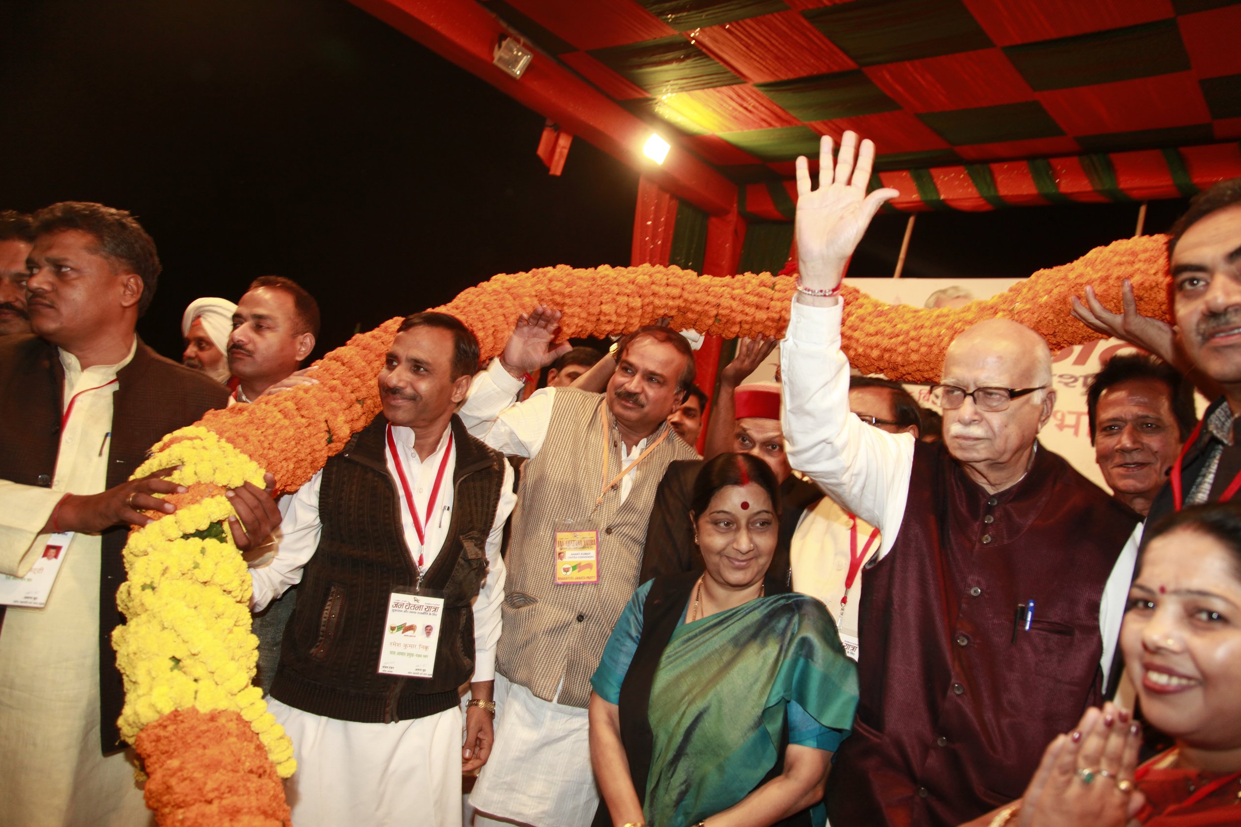 Shri L.K. Advani during Jan Chetna Yatra at Chandigarh on November 16, 2011