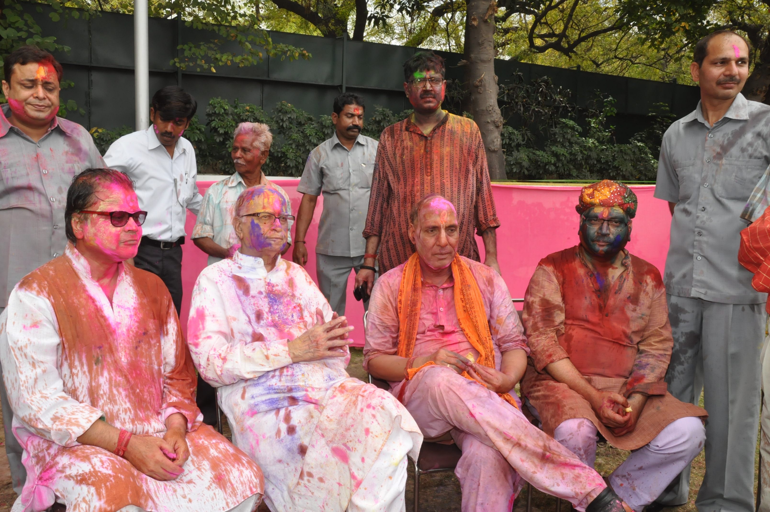 Shri L.K. Advaniji and Shri Rajanth Singh celebrating HOLI festival at 30, Prithviraj Road, New Delhi on March 27, 2013