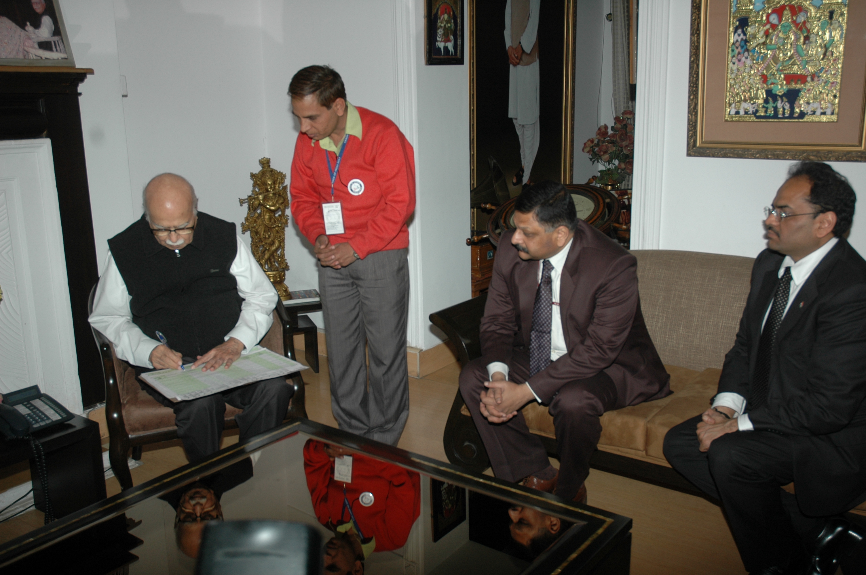 Census enumerators at the residence of Shri L.K. Advaniji, 30 Prithviraj Road, New Delhi - 110001 on february 28, 2011