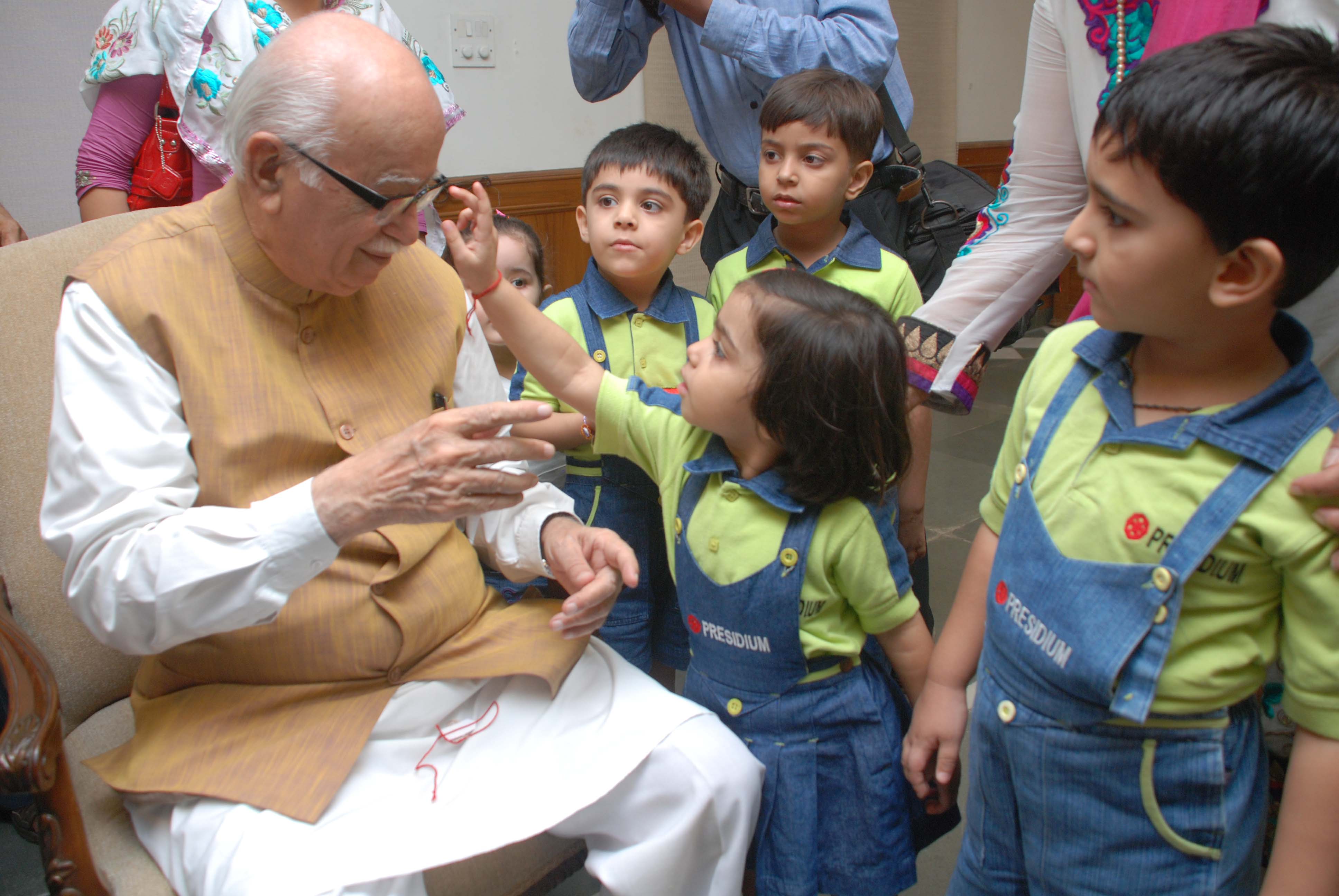 Shri L.K. Advani celebrating Raksha Bandhan at his residence, 30, Prithviraj Road, New Delhi - 110001 on August 13, 2011