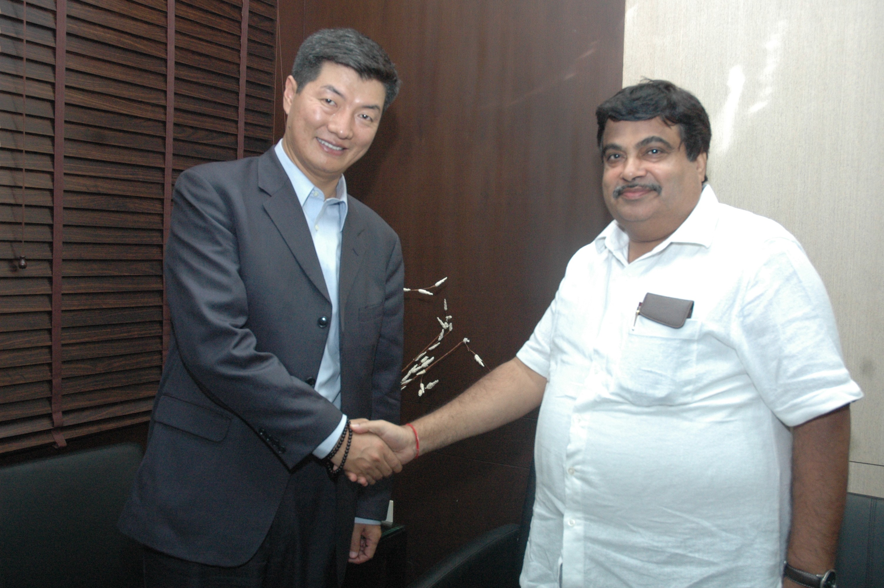 BJP National President, Shri Nitin Gadkari meeting with Prime Minister of Tibet, Mr. Lobsang Sangay at 13, Teen Murthi Lane, New Delhi - 110001 on september 07, 2011