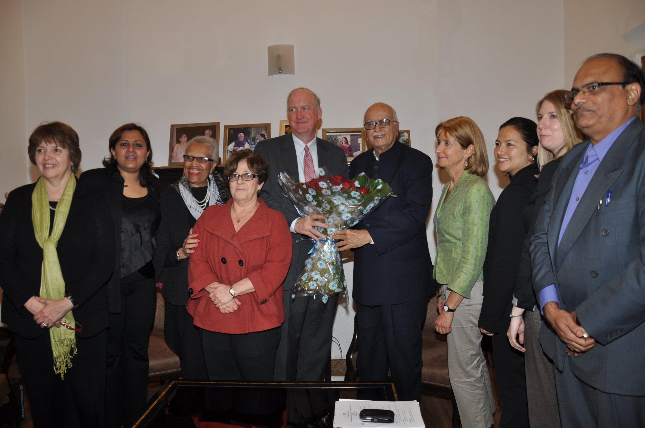 Shri L.K. Advani with a six members delegation from International Republican Institute, USA at 30, Prithviraj Road on January 15, 2012