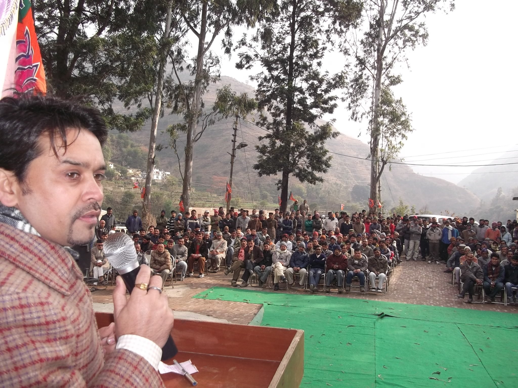 BJYM President, Shri Anurag Thakur addressing a public meeting at Chakrata, Sahiya (Uttrakhand) on January 19, 2012