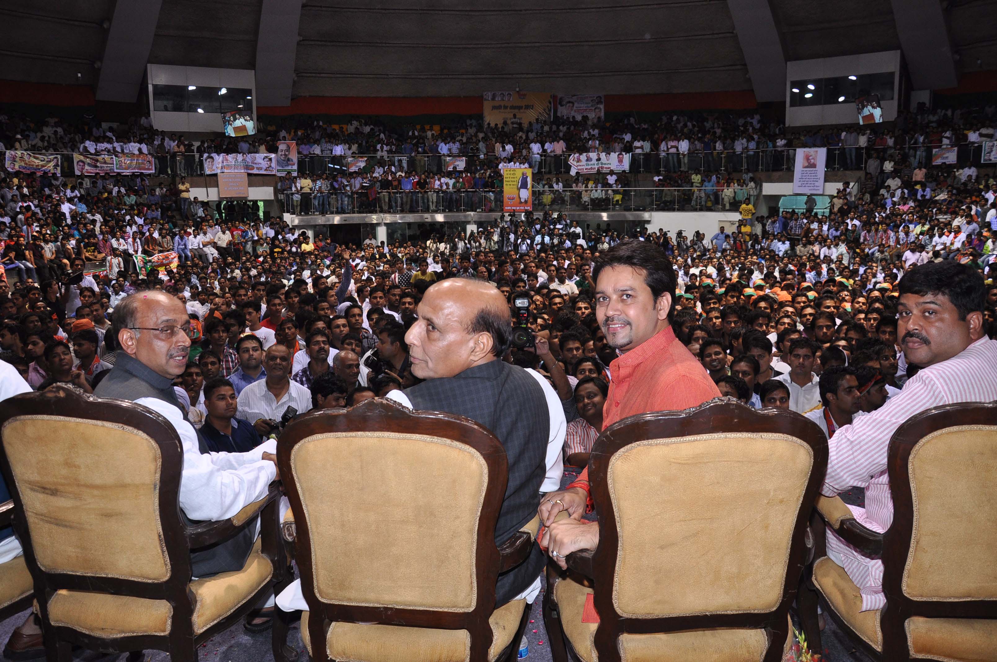 BJP National President, Shri Rajnath Singh addressing BJP Youth Convention at Talkatora Stadium, New Delhi on June 16, 2013