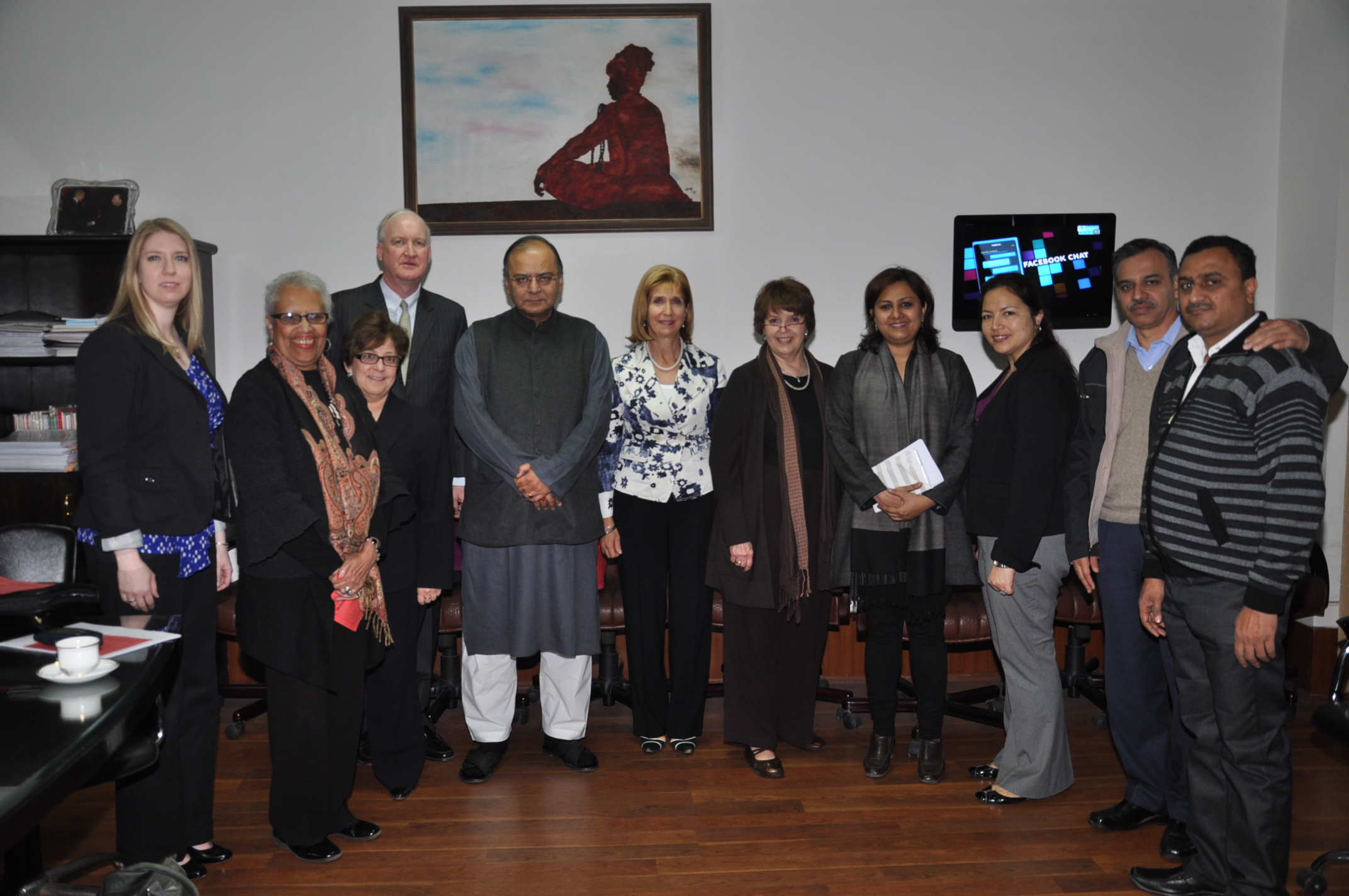 International Republican Institute Delegation with the Shri Arun Jaitley, Leader of Opposition (Rajya Sabha) on their five day visit to India for exchange with the BJP at Parliament House on January 14, 2012