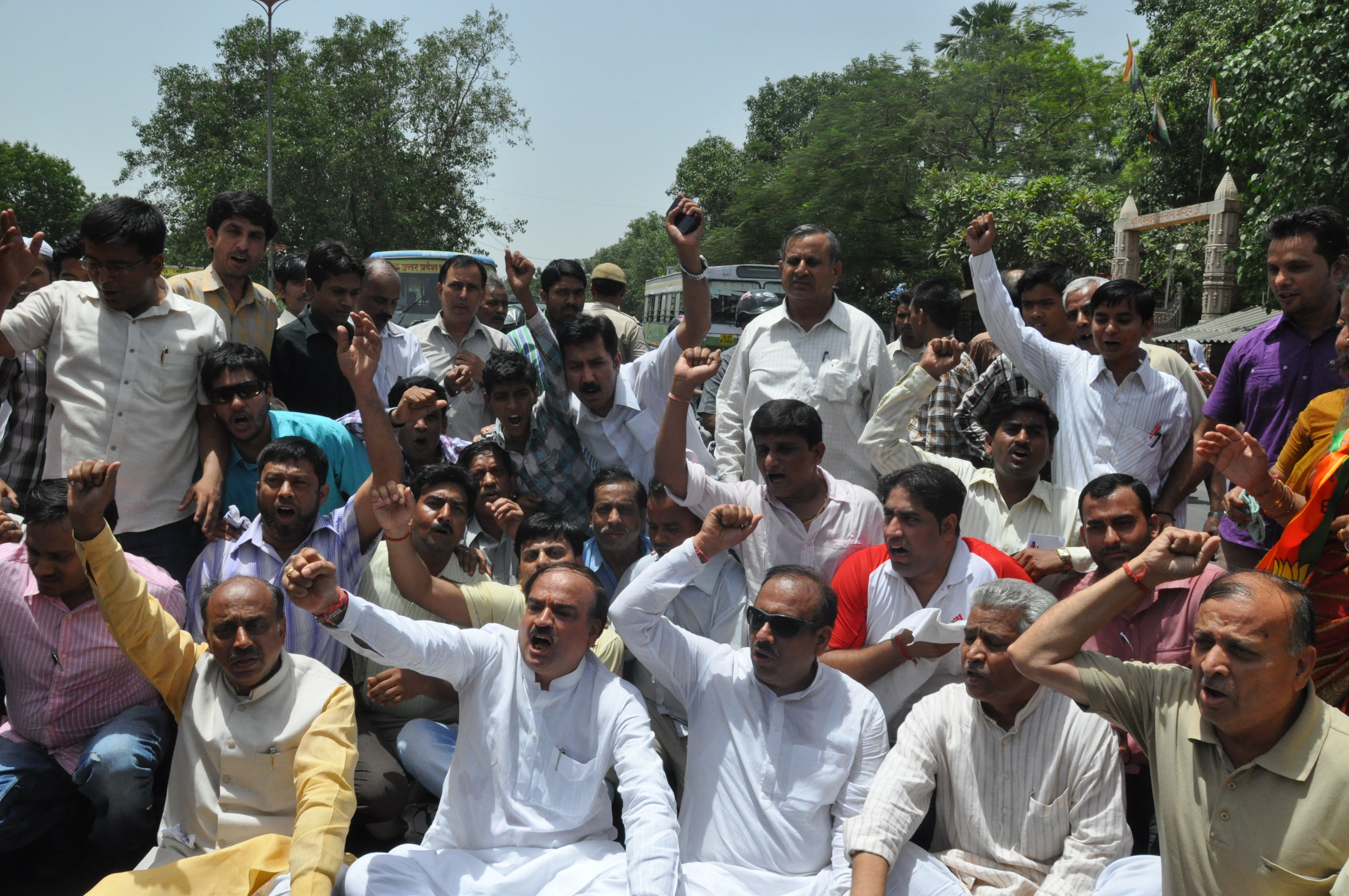 BJP leaders at Bharat Bandh at Chandini Chowk, New Delhi on May 31, 2012