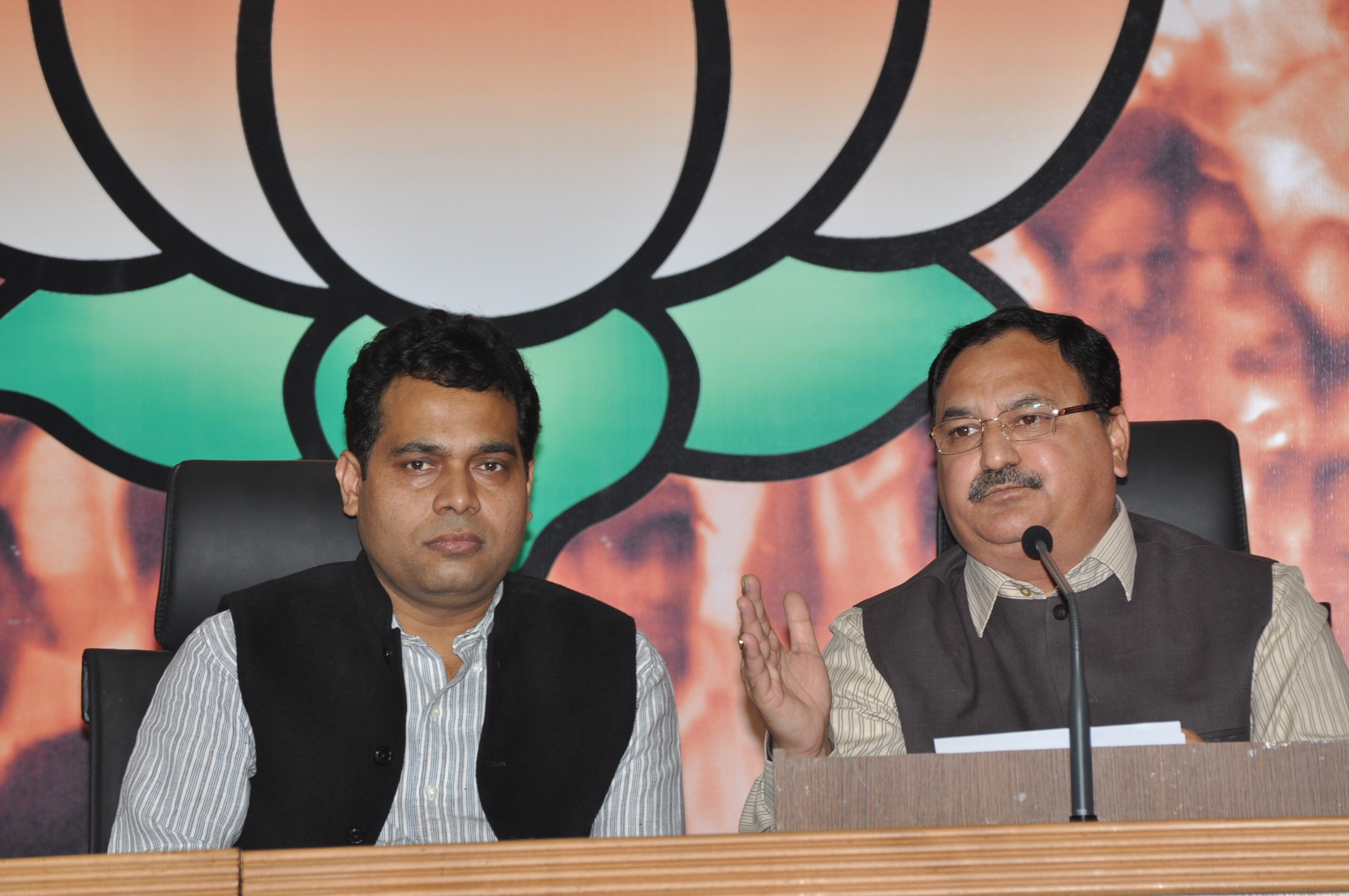 BJP National General Secretary and Spokesperson Shri J.P. Nadda addressing a press conference at 11, Ashoka Road on November 18, 2011