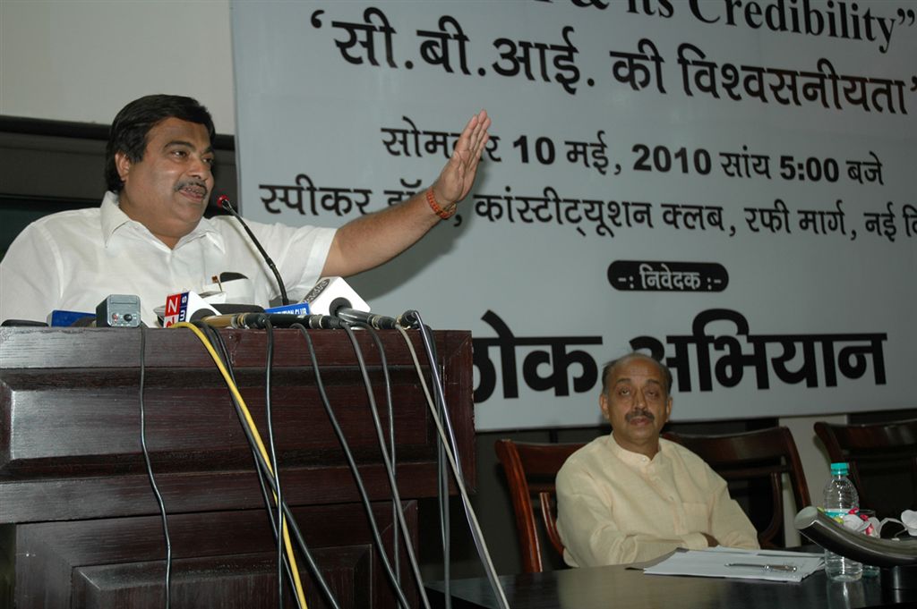 BJP National President, Sh Nitin Gadkari addressing a seminar on CBI and its Credibility at Constitution Club, on May 10, 2010