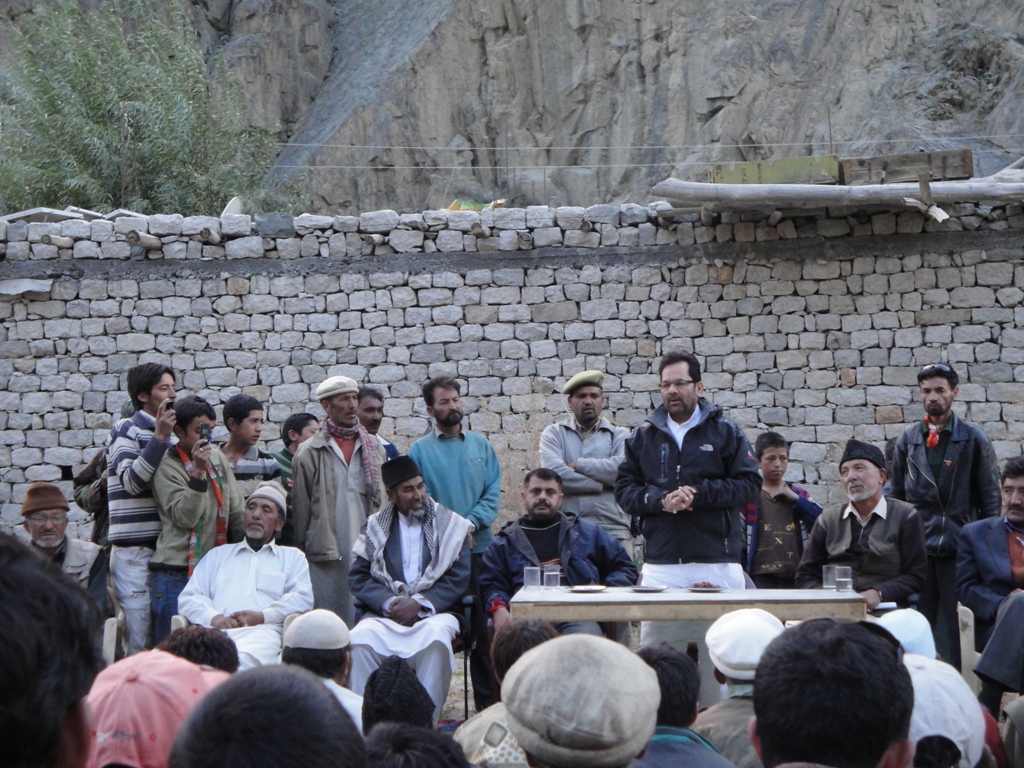 Shri M. A. Naqvi National Vice President BJP. Campaigning at Bogdang adjoining Pakishtan Border in Ladakh during on October 8, 2010