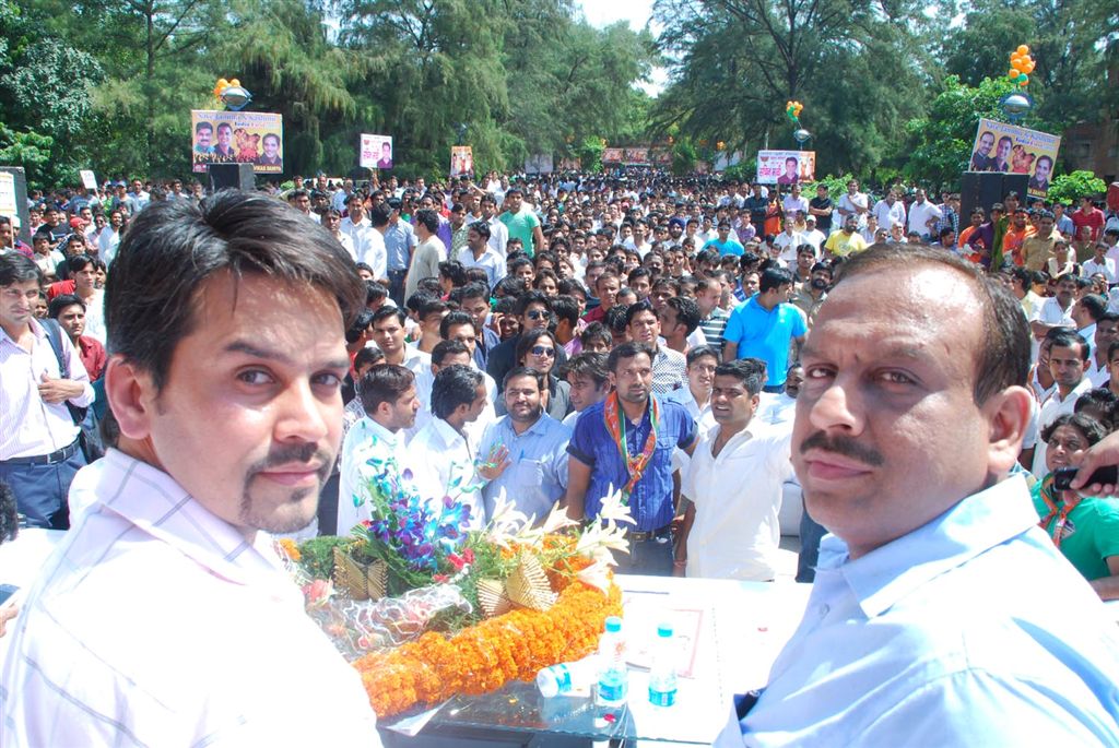 BJYM President Shri Anurag Thakur at rally on "Save Kashmir Bharat Pratham Abhiyan" at Delhi University on 30-9-2010