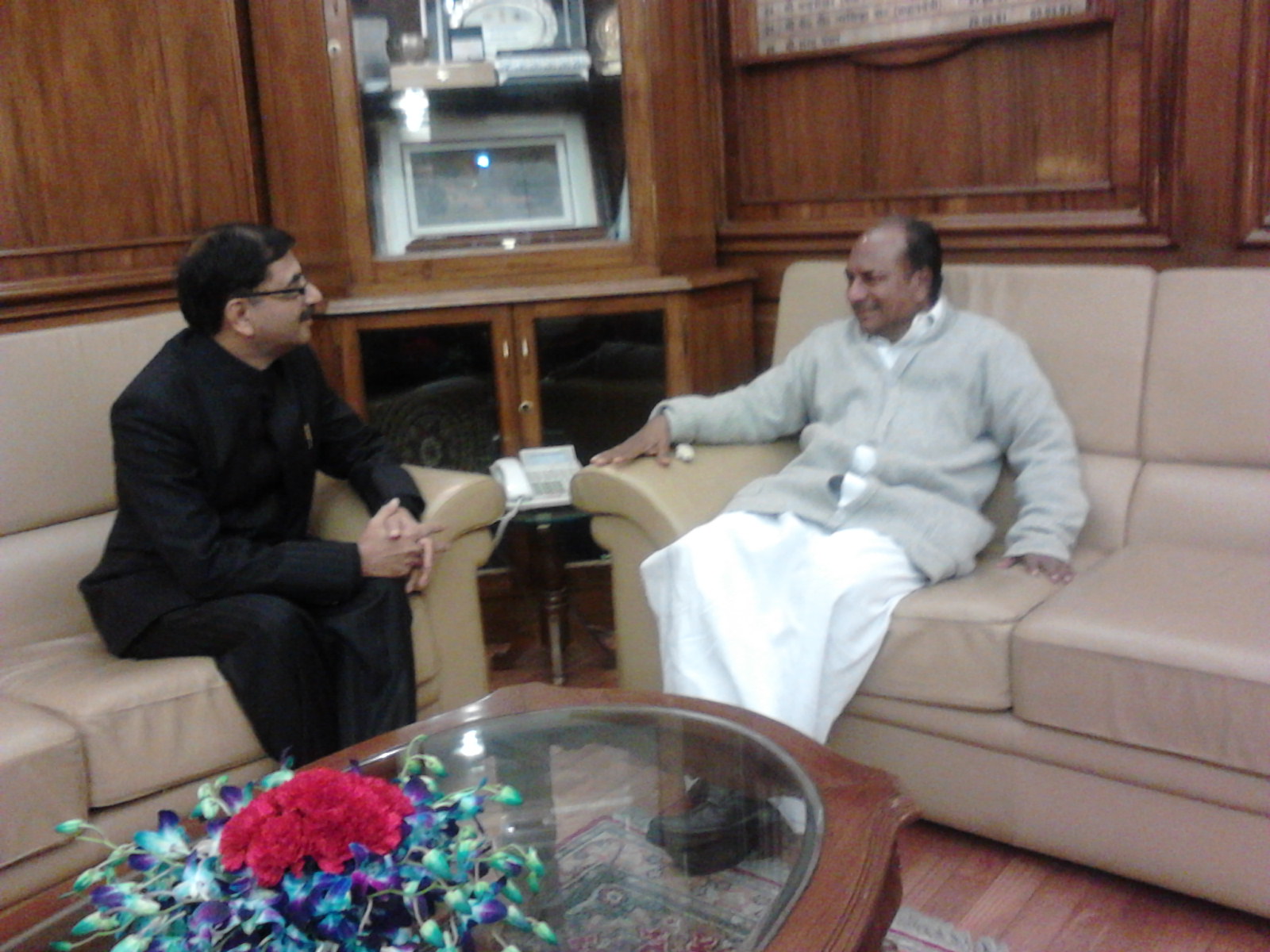 BJP National Spokesperson and MP, Shri Tarun Vijay with Defence Minister, Shri A.K.Antony regarding Arunachal Pradesh on January 9, 2012